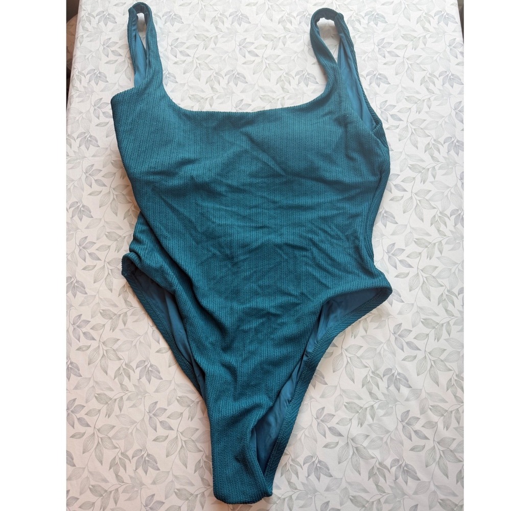 Vitamin‎ A Textured Scoop Neck One Piece Swimsuit Jade Blue XL Cheeky Low Back
